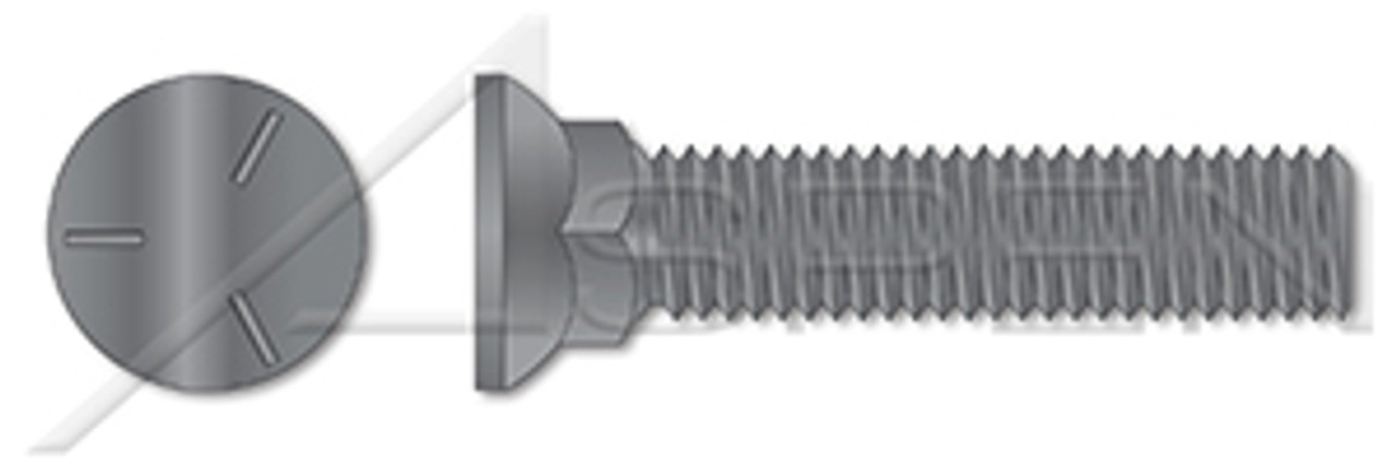 5/8"-11 X 2-1/2" Plow Bolts, Flat Head, #3 Head, Full Thread, Grade 5 Steel, Plain