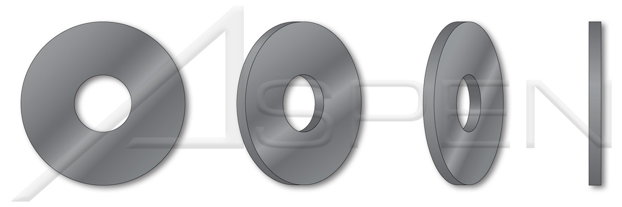 3/4", ID=13/16", OD=3", THK=1/4" Flat Washers, Dock Washers, Steel, Plain