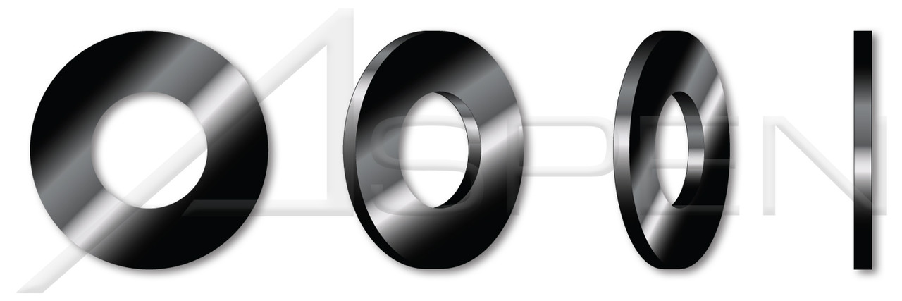 1/4" SAE Flat Washers, Black Oxide Coated Steel