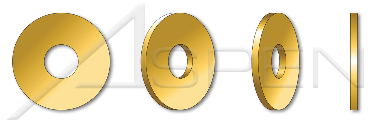 7/16" USS Flat Washers, Yellow Zinc Plated Steel, Hardened
