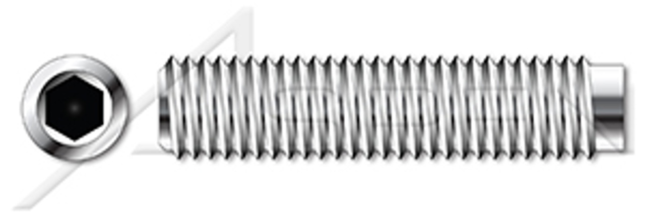 M12-1.75 X 50mm DIN 915 / ISO 4028, Metric, Hex Socket Set Screws, Dog Point, A2 Stainless Steel