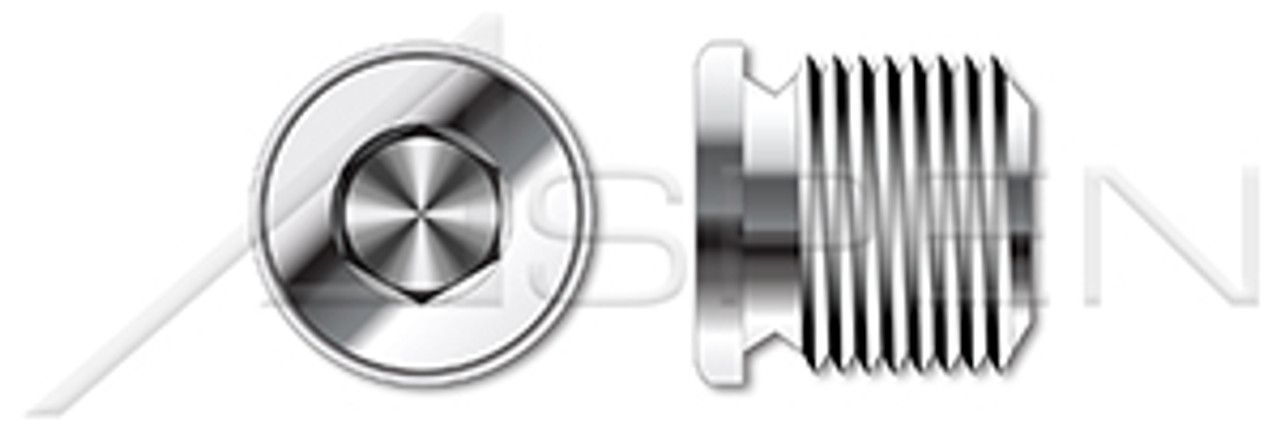 M16-1.5 DIN 908, Metric, Threaded Screw Pipe Plugs, Hex Socket Drive, Straight Thread, A4 Stainless Steel