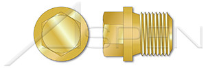 M10-1.0 DIN 910, Metric, Threaded Screw Pipe Plugs, Hex Drive, Straight Thread, Brass