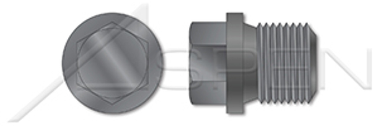 1/8"-28 DIN 910, Metric, Threaded Screw Pipe Plugs, Hex Drive, Straight Thread, Steel, Plain