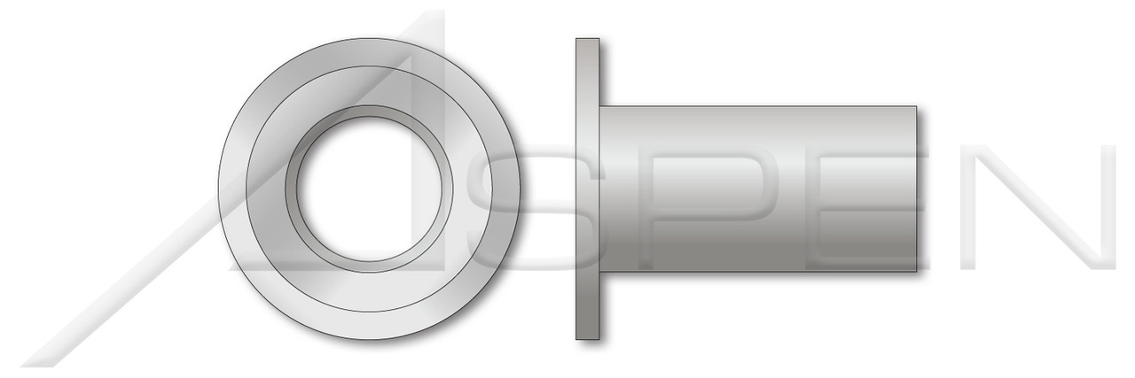 3/8"-16, Grip=0.115"-0.200" Blind Threaded Inserts, Flat Head with Large Flange, Aluminum