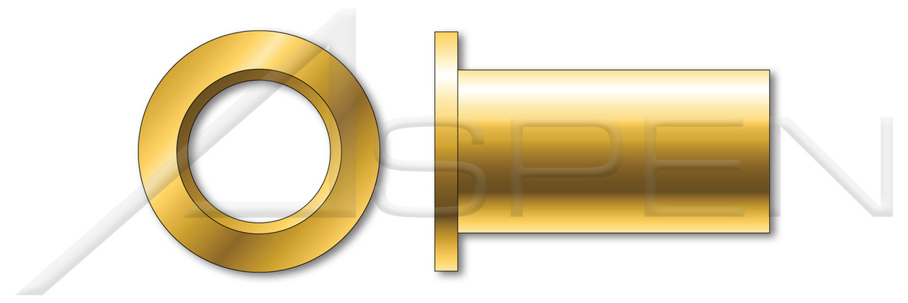 #6-32, Grip=0.020"-0.080" Blind Threaded Inserts, Low Profile, Small Head, Open End, Thin Wall, C1008-C1010 Steel, Steel, Yellow Zinc