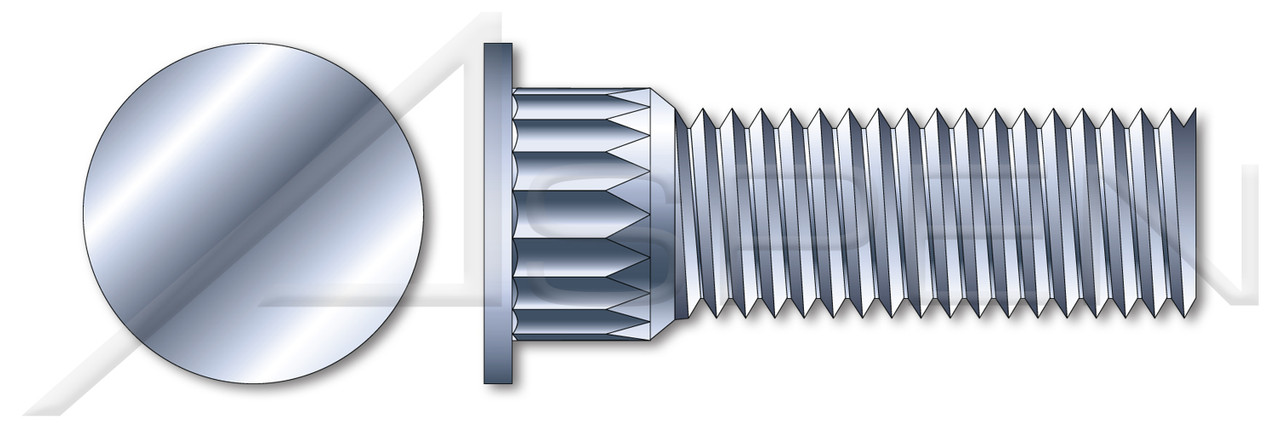 #6-32 X 5/8" Broaching Type Clinch Stud, Flush Head, Phosphor Bronze, Electro-Tin Plated