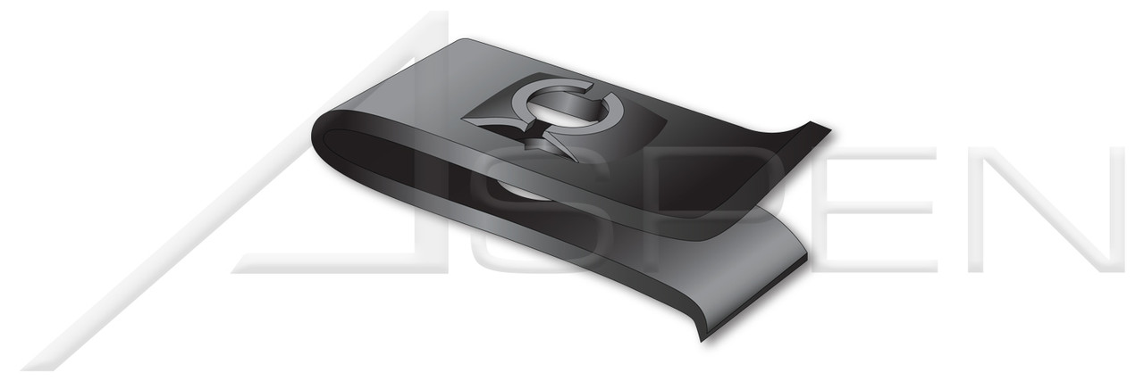 #6-32 Steel Spring Nuts, Type "U" "Speed" Nuts, SAE 1050 Carbon Steel, Phosphate Coated and Oiled, Black