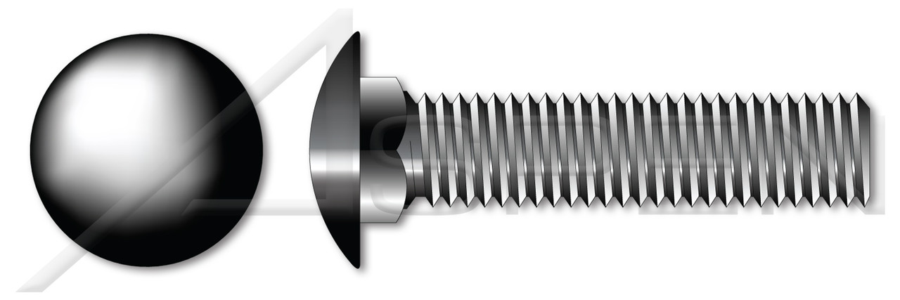 5/16"-18 X 4-1/2" Carriage Bolts, Round Head, Square Neck, Full Thread, A307 Steel, Black Oxide