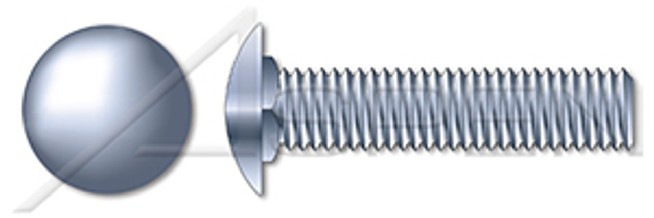 1/4"-20 X 2" Carriage Bolts, Round Head, Short Square Neck, Full Thread, A307 Steel, Zinc