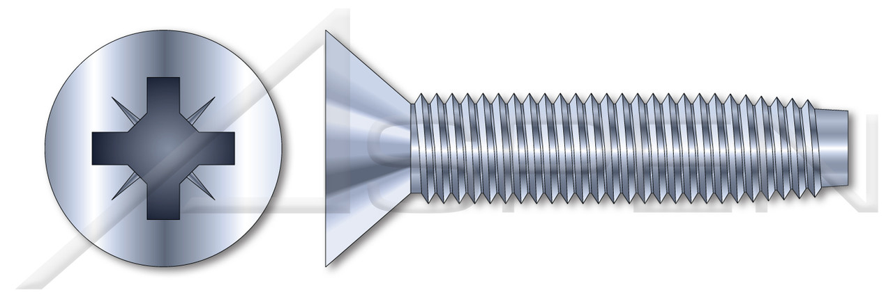 M8-1.25 X 50mm Thread-Rolling Screws for Metals, Flat Head with Pozi Drive, Zinc Plated Steel, DIN 7500 Type M