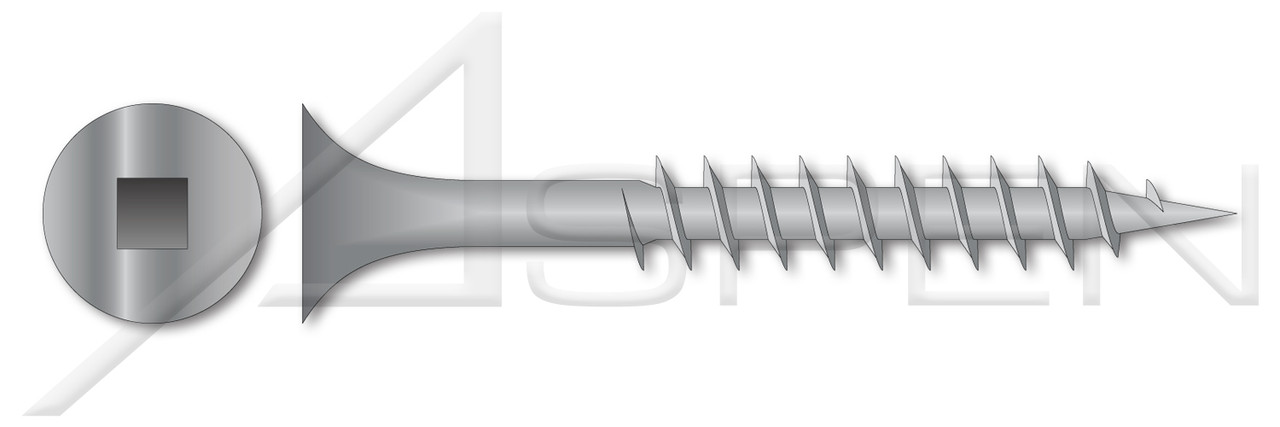 #9 X 2-1/2" Deck Screws, Bugle Square Drive, Coarse Thread, Sharp Point, Steel, Dacrotized Finish