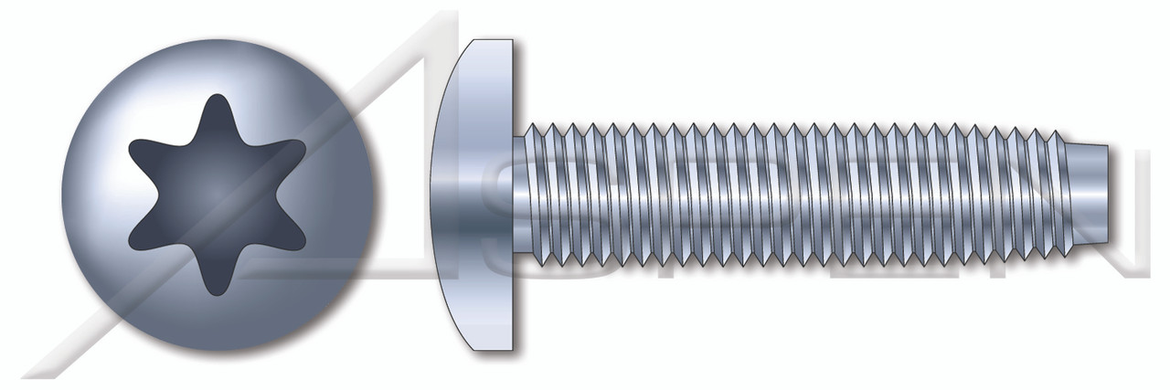 3/8"-16 X 1-1/2" Pan Head Trilobe Thread Rolling Screws for Metals with 6Lobe Torx(r) Drive, Steel, Zinc Plated and Waxed