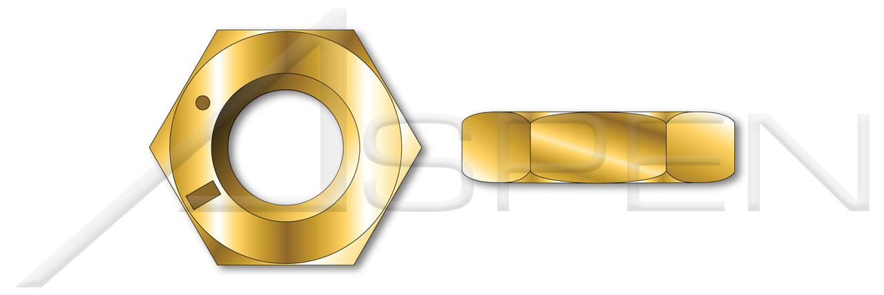 3/4"-16 Hex Jam Nuts, Thin Type, Grade 8 Steel, Yellow Zinc Plated