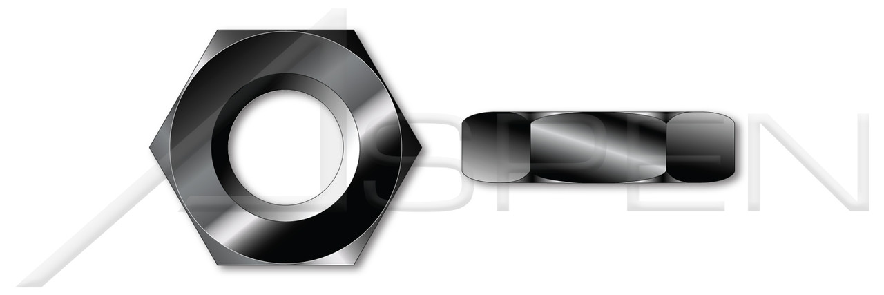 1"-8 Hex Jam Nuts, Thin Type, Steel, Black Oxide and Oil