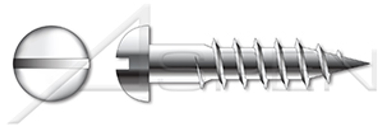 #4 X 3/4" Wood Screws, Round Slot Drive, AISI 304 Stainless Steel (18-8)