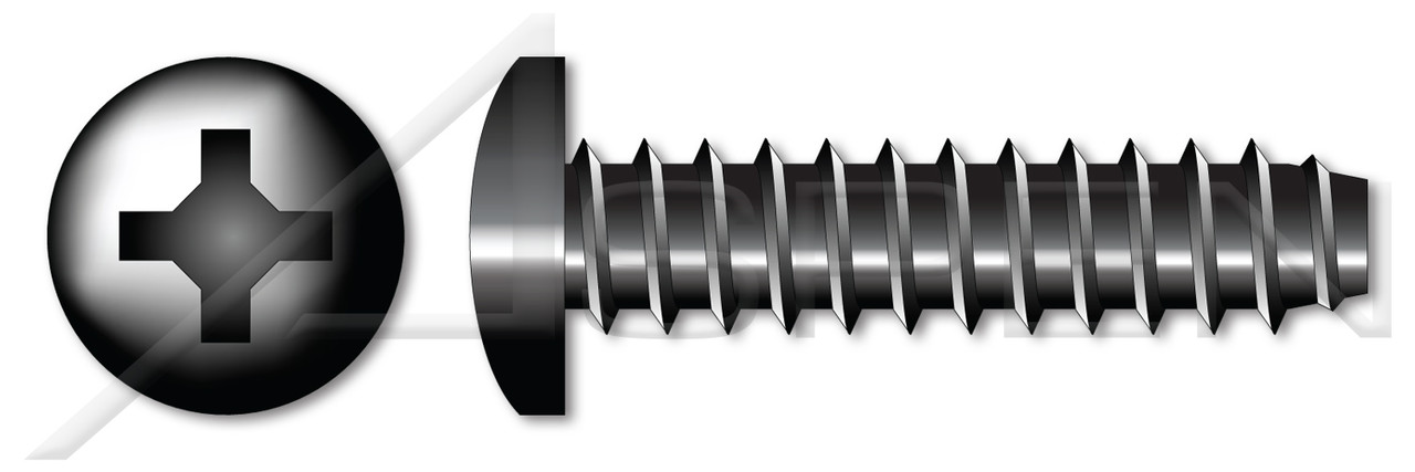 #4-24 X 1" Self-Tapping Sheet Metal Screws, Type "B", Pan Phillips Drive, Steel, Black Oxide