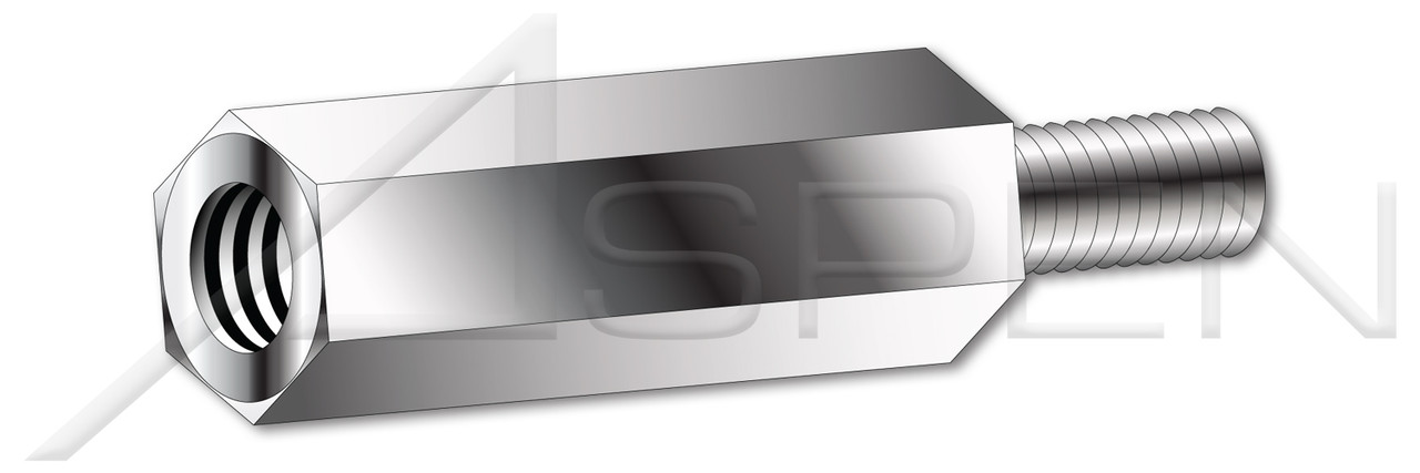 #10-32 X 1-1/4" Hex Male-Female Standoffs, 3/8" Across Flats, AISI 303 Stainless Steel (18-8)