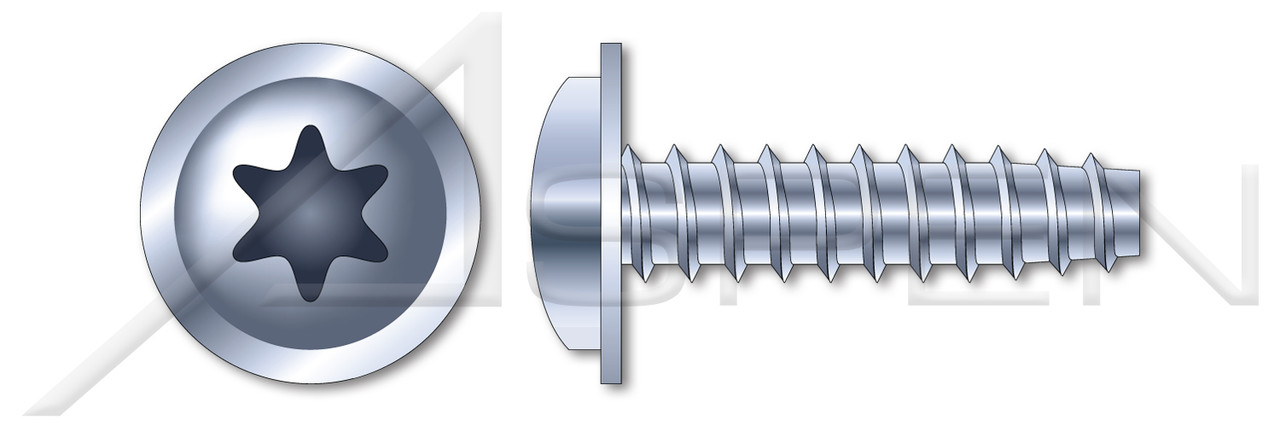M3 X 18mm Thread-Rolling Screws for Plastics, Pan Flange Head with 6Lobe Torx(r) Drive, Zinc Plated Steel