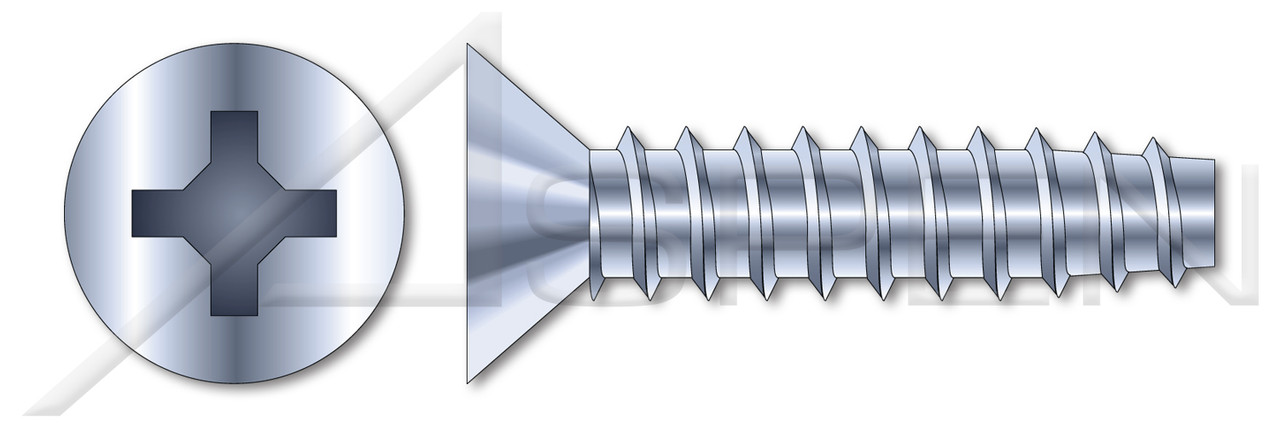 M2.2 X 8mm Thread-Rolling Screws for Plastics, Flat Head with Phillips Drive, Zinc Plated Steel