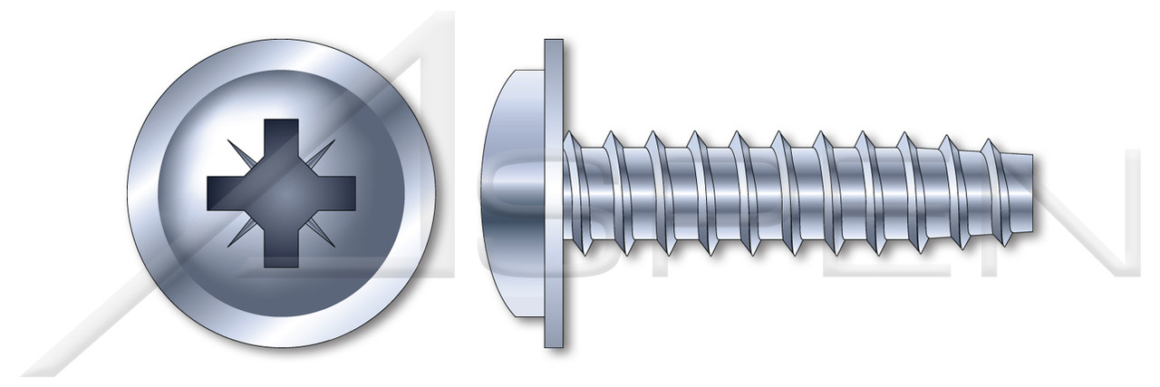 M2.2 X 5mm Thread-Rolling Screws for Plastics, Pan Flange Head with Pozi Drive, Zinc Plated Steel