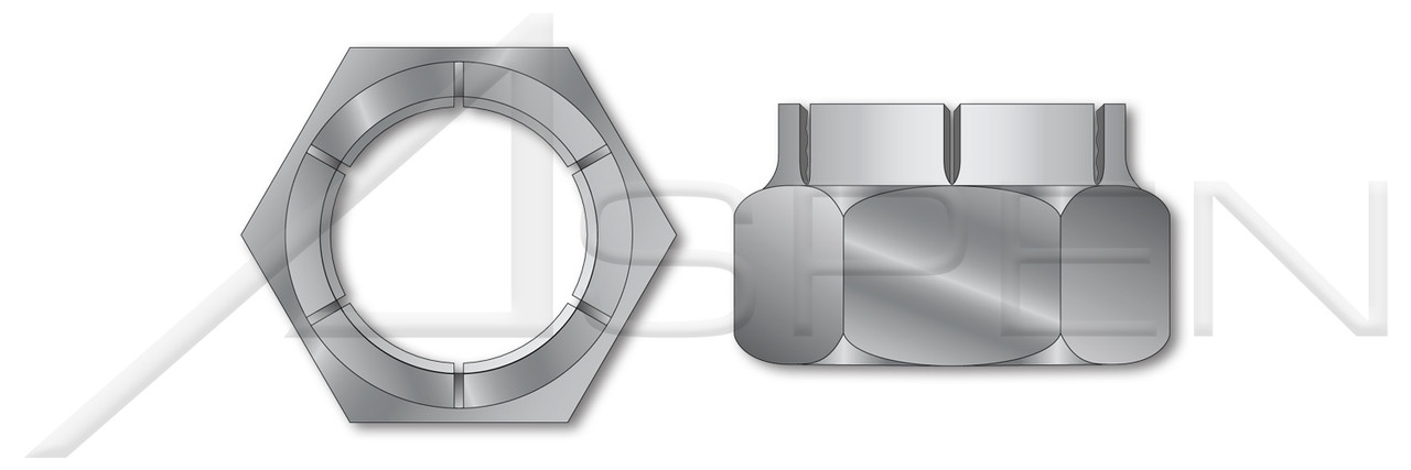 1"-8 Flex Type Lock Nuts, Light Hex, Full Height, Steel, Cadmium Plated and Waxed