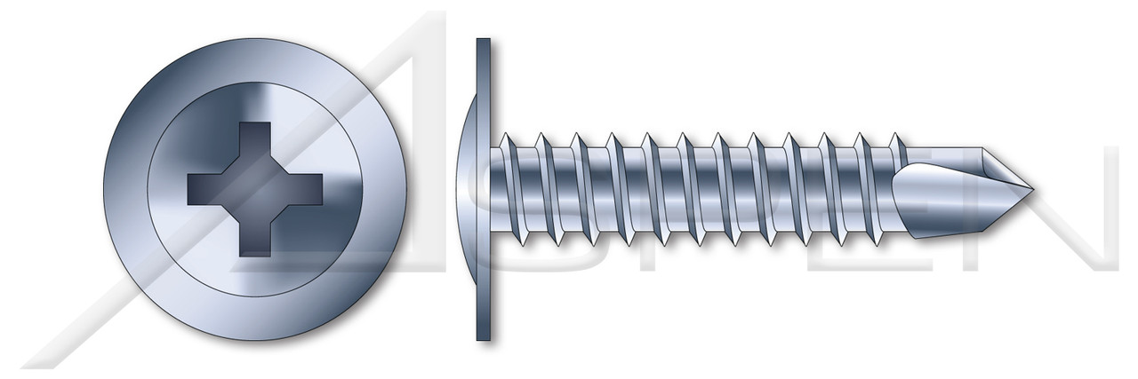 1/4"-14 X 1-1/2" Self-Drilling Screws, Modified Truss Phillips Drive, Steel, Zinc Plated and Baked