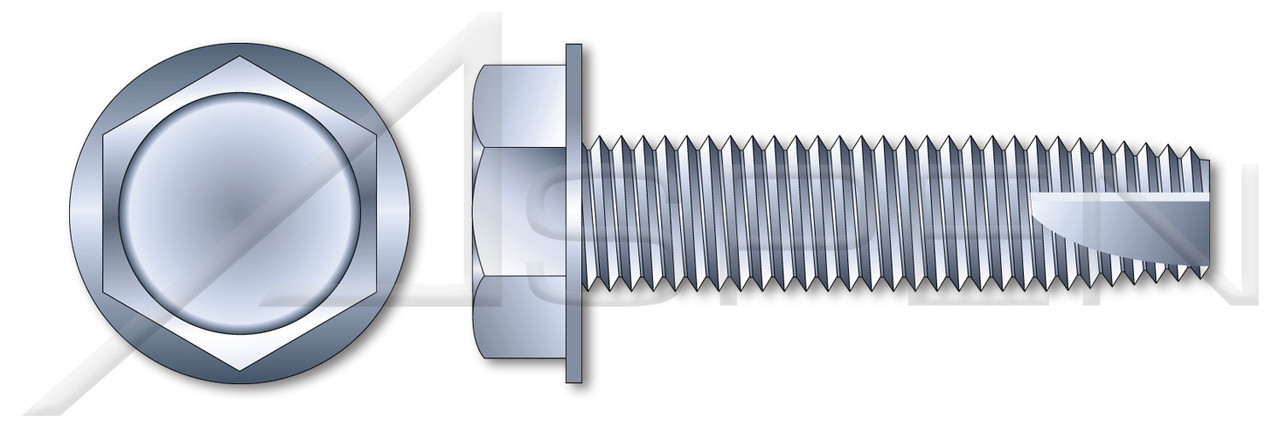 1/4"-20 X 7/8" Type 23 Thread Cutting Screws, Indented Hex Washer Head, Zinc Plated Steel