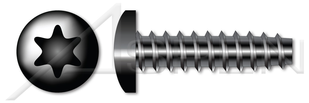 #2-28 X 1/2" Pan Head Trilobe 48-2 Thread Rolling Screws for Plastics with 6Lobe Torx(r) Drive, Steel, Black Oxide and Waxed