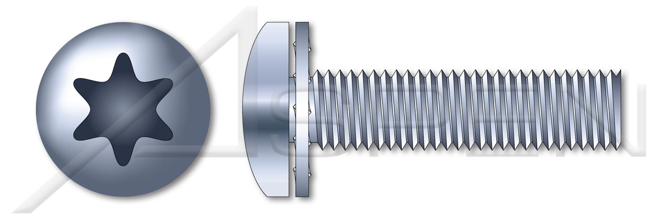 #4-40 X 3/16" SEMS Machine Screws with Internal Tooth Lock Washer, Pan Head with 6Lobe Torx(r) Drive, Steel, Zinc Plated and Baked