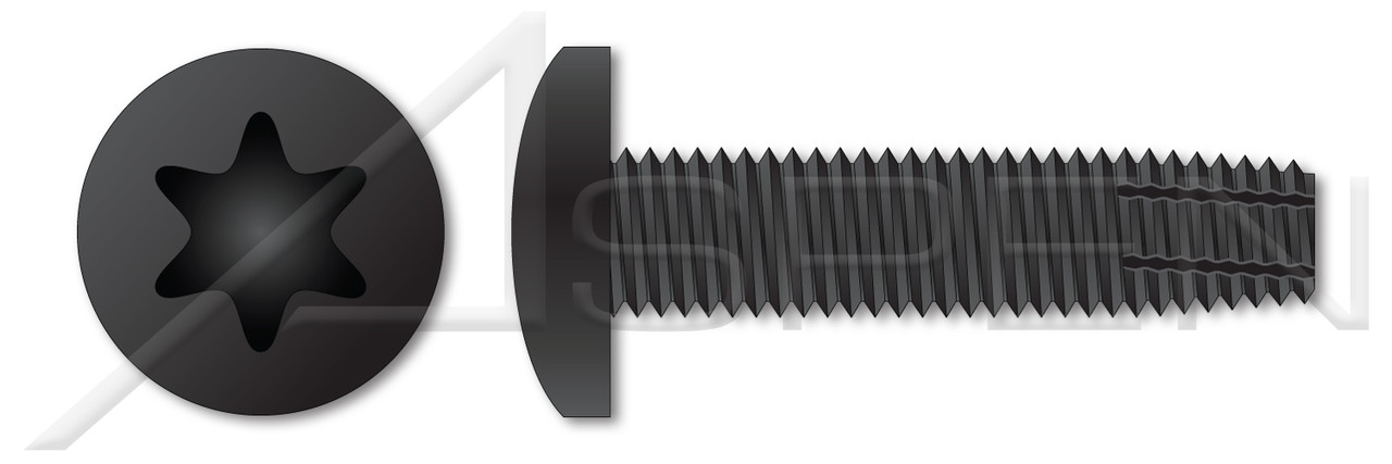 #10-24 X 1" Type F Thread Cutting Screws, Pan Head with 6Lobe Torx(r) Drive, Steel, Black Phosphate and Oil