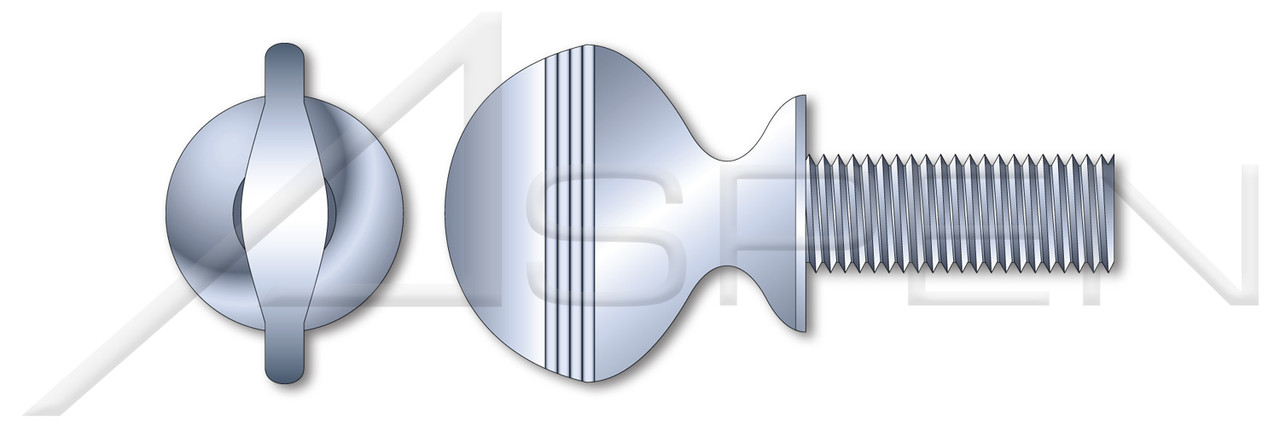 #10-24 X 1-1/4" Thumb Screws, Spade Head, With Shoulder Type A, Steel, Zinc Plated