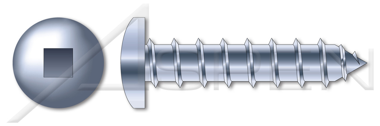 #14-10 X 3-1/2" Self-Tapping Sheet Metal Screws, Type "A", Pan Square Drive, Steel, Zinc Plated
