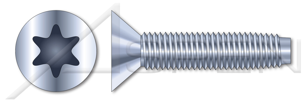 5/16"-18 X 1-1/4" Flat Head Trilobe Thread Rolling Screws for Metals with 6Lobe Torx(r) Drive, Steel, Zinc Plated and Waxed