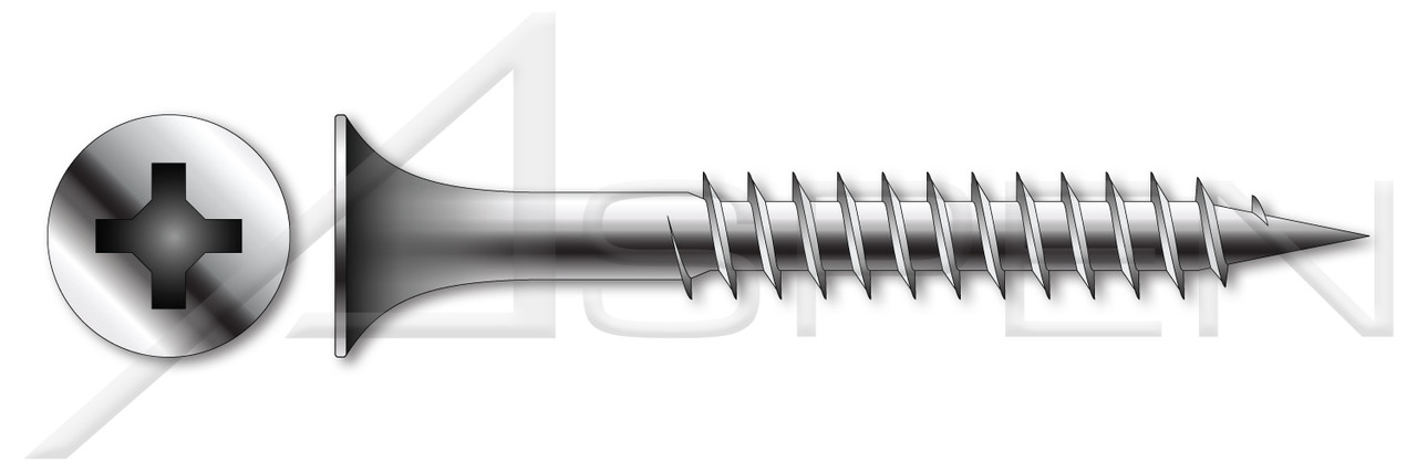 1/4"-8 X 3" Bugle Head with Phillips Drive, Coarse Threading, Stainless Steel, Deck Screws