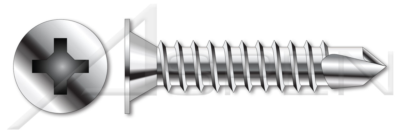 #8-18 X 1-1/2" Self Tapping Sheet Metal Screws with Drill Point, Stainless Steel, Wafer Head Phillips Drive