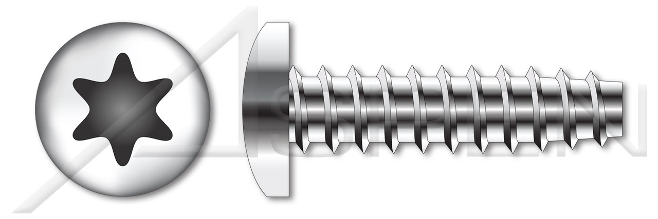 #10-14 X 1" Pan Head Trilobe 48-2 Thread Rolling Screws for Plastics with 6Lobe Torx(r) Drive, 18-8 Stainless Steel, Passivated and Waxed