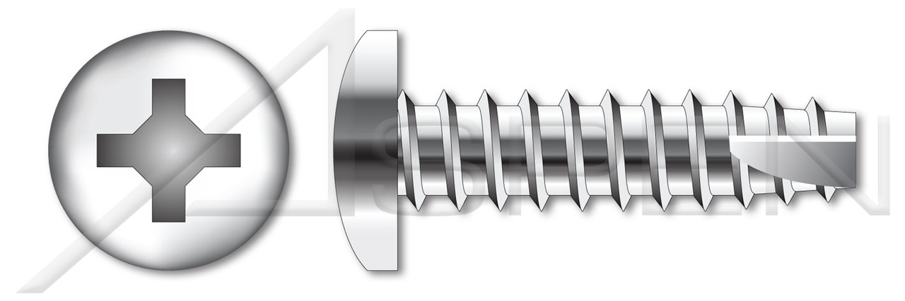 #4-24 X 1" Type 25 Thread Cutting Screws, Pan Head with Phillips Drive, 18-8 Stainless Steel