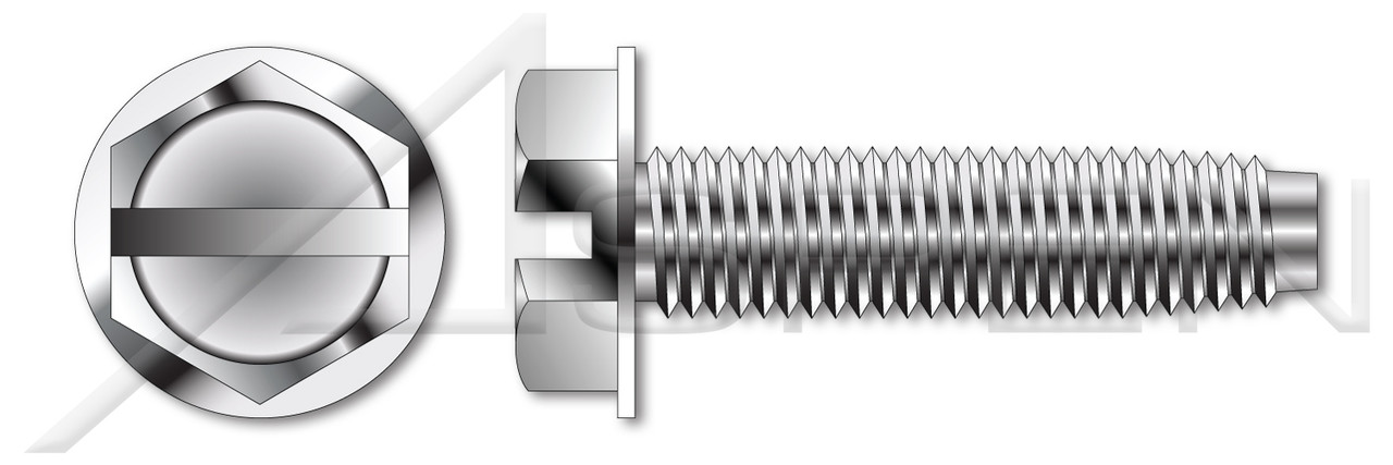 #10-24 X 5/8" Hex Indented Washer Head Trilobe Thread Rolling Screws for Metals with Slot Drive, 18-8 Stainless Steel, Passivated and Waxed