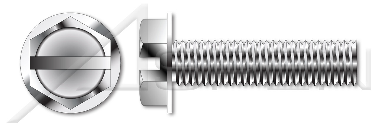 #10-24 X 3/4" Hex Indented Washer Head Trilobe Thread Rolling Screws for Metals with Slot Drive, 410 Stainless Steel, Passivated and Waxed