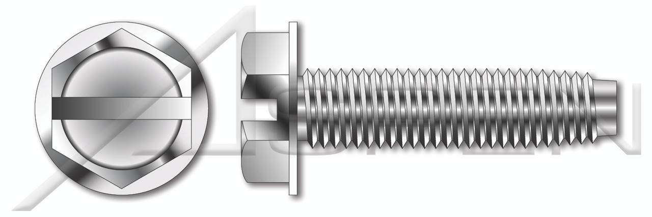 #8-32 X 5/8" Hex Indented Washer Head Trilobe Thread Rolling Screws for Metals with Slot Drive, 410 Stainless Steel, Passivated and Waxed