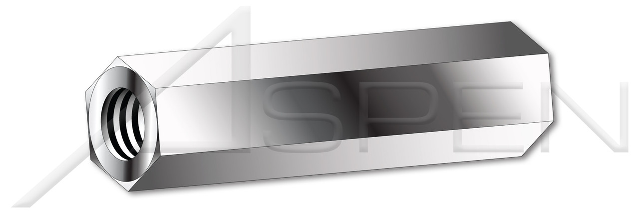 #4-40 X 1-1/4" Hex Female Standoffs, 1/4" Across Flats, AISI 303 Stainless Steel (18-8)