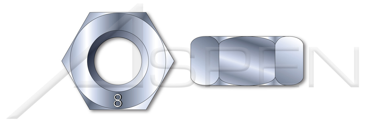 M3.5-0.6 DIN 934 / ISO 4032, Metric, Hex Finished Nuts, Class 8 Steel, Zinc Plated