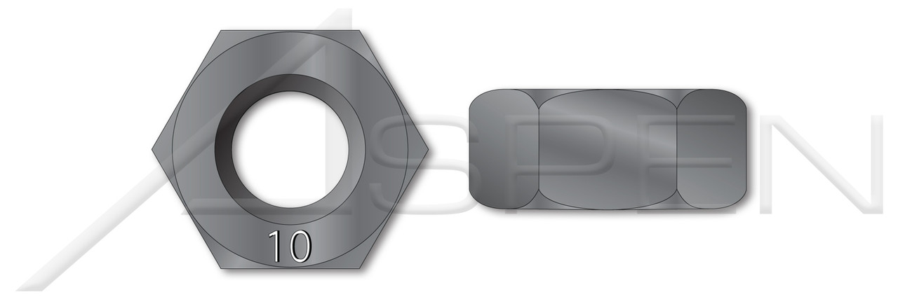 M12-1.25 DIN 934 / ISO 4032, Metric, Hex Finished Nuts, Class 10 Steel, Plain