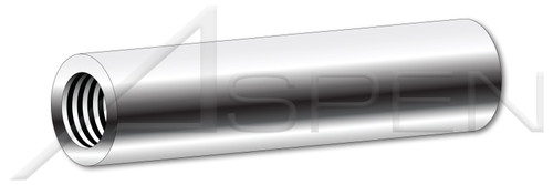 #8-32 X 1/2" Round Female Standoffs, 1/4" Diameter, Brass, Nickel Plated