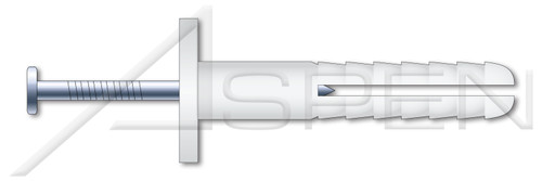 1/4" X 1-1/2" Hammer Drive Anchors, Round Head, Nylon Body / Steel Pin