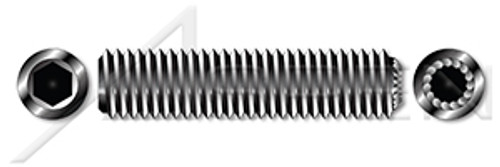 #10-24 X 1/4" Knurled Cup Point Socket Set Screws, Hex Drive, UNC Coarse Threading, Alloy Steel, Black Oxide, Holo-Krome