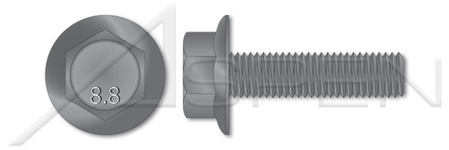 M10-1.5 X 80mm DIN 6921, Metric, Flange Bolts, Hex Indented Head, Part Thread, Class 8.8 Steel, Plain