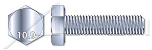 M8-1.25 X 60mm DIN 933, Metric, Hex Head Cap Screws Bolts, Full Thread, Class 10.9 Steel, Zinc Plated