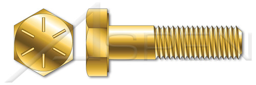 1"-8 X 5-1/2" Hex Head Cap Screws Bolts, UNC Coarse Thread, Grade 8 Steel, Yellow Zinc, Made in U.S.A.